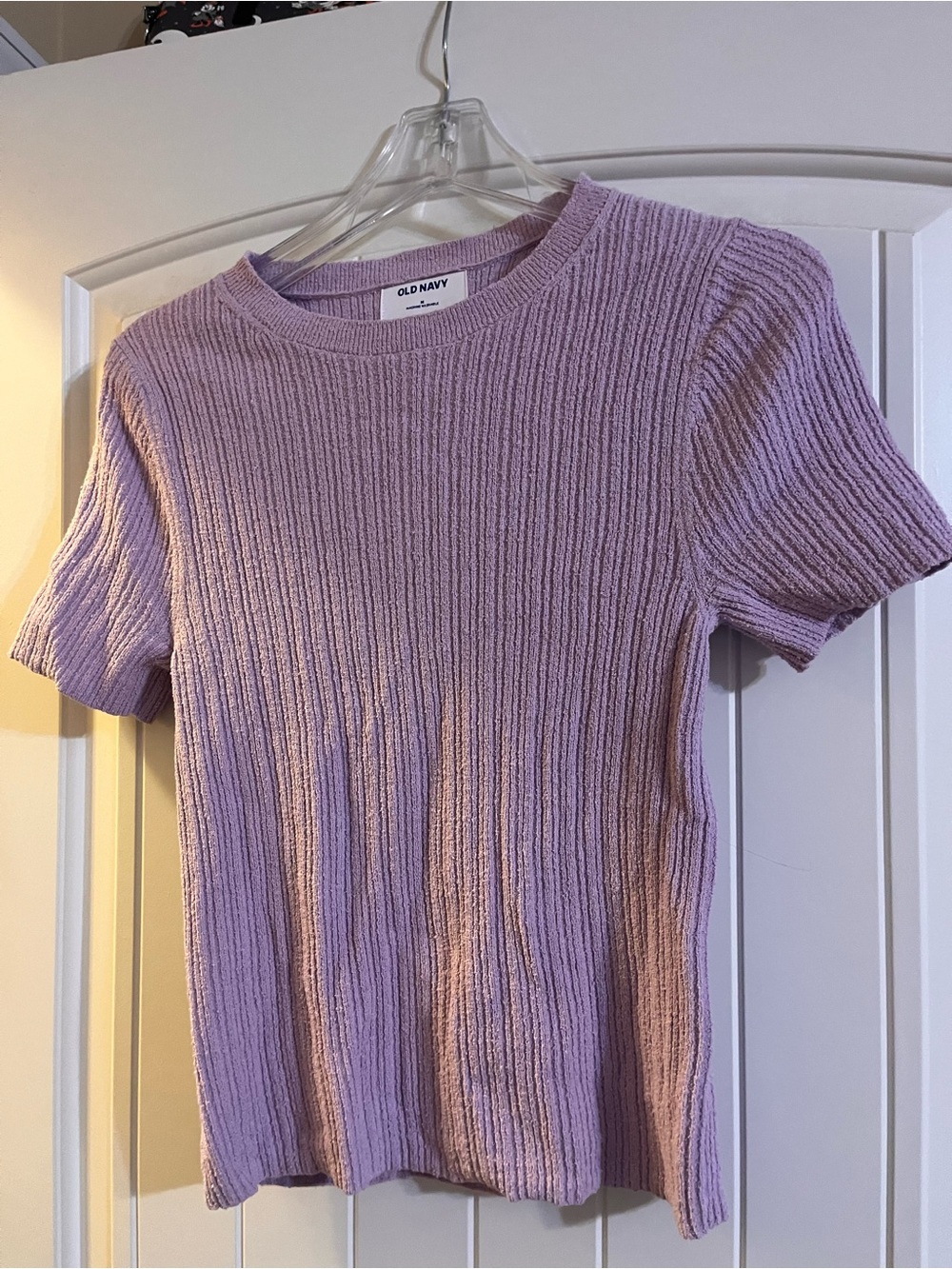 Women Old Navy Lavender Ribbed Short Sleeve Tee